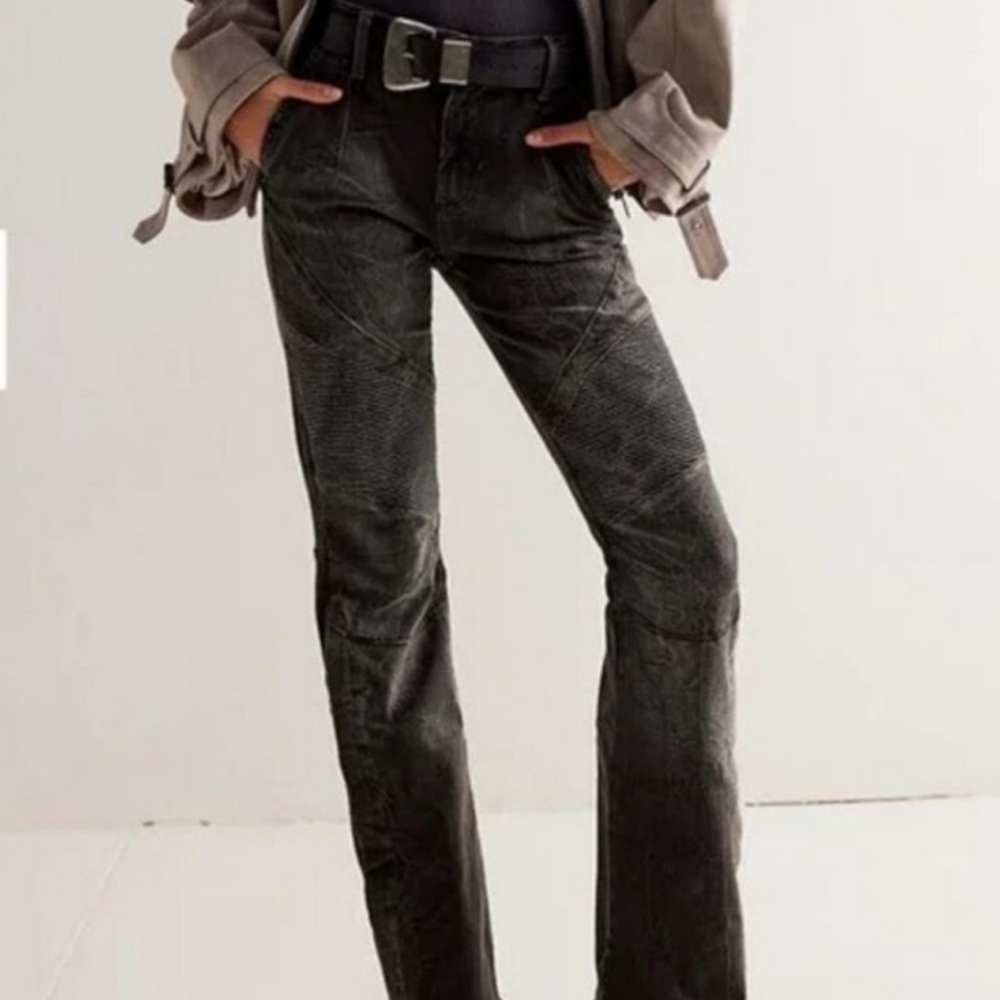 Free People Vector Moto Mid Rise Flare Jeans